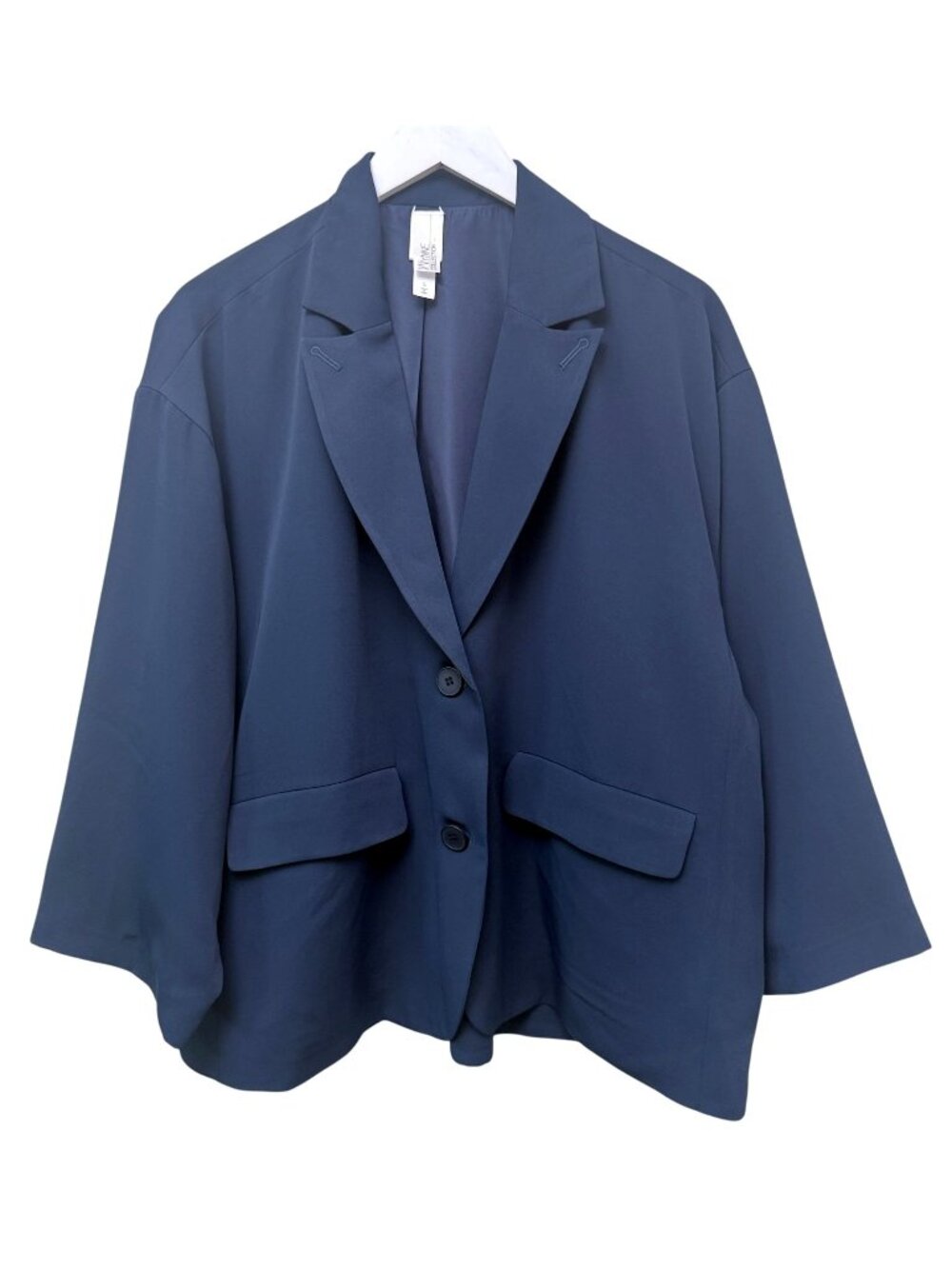 Marla Wynne Womens Blazer Large Navy Blue Relaxed Light Stretch Jacket